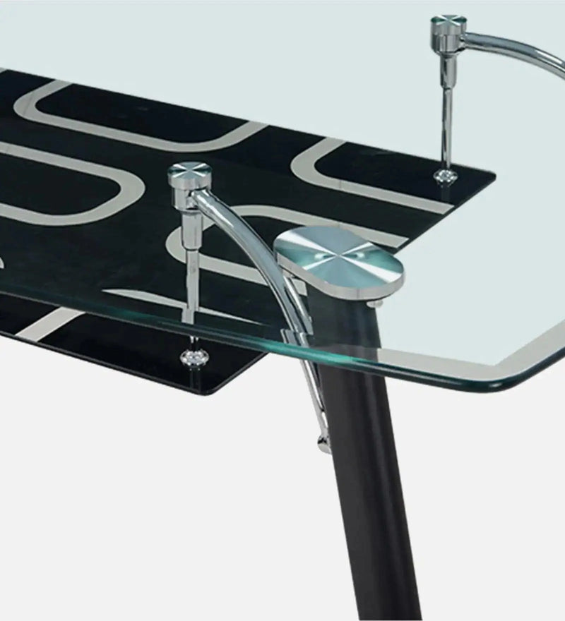 Glass Top 6 Seater Dining Set In Black Colour