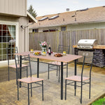 5-Pieces Dining Table Set 4 Chairs MDF Metal Frame Kitchen Furniture Brown