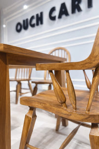 Solid Wood 6 Seater Dining Table Set with Windsor Back Chairs – Natural Oak Finish