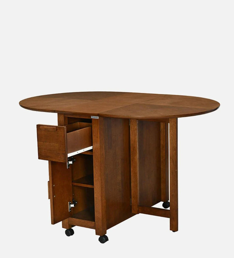 Carven Foaldable 4 Seater Dining Set In Walnut Finish
