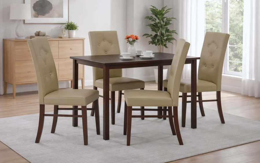 Elite Wooden 4 Seater Dining Table Set