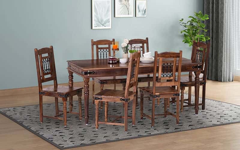 Hilton Wooden 6 Seater Dining Table Set