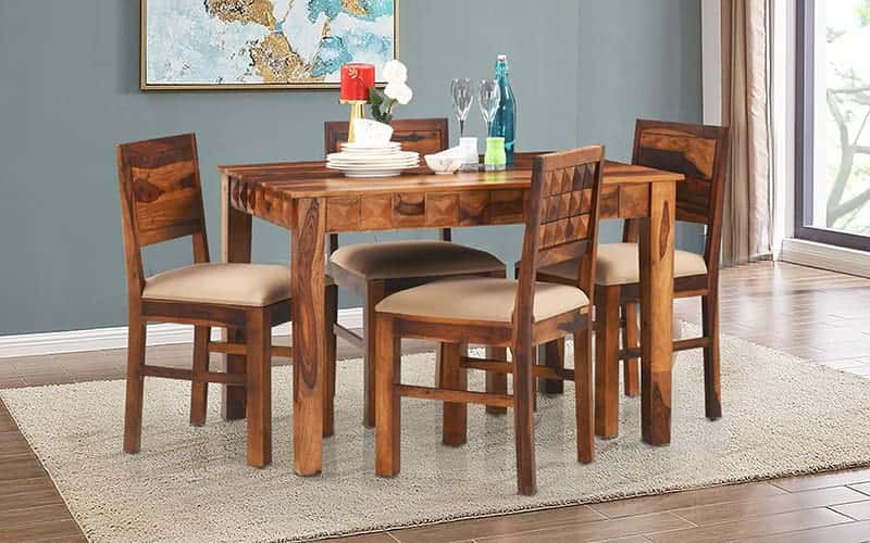 Ashoka Sheesham Wood 4 Seater Dining Table Set