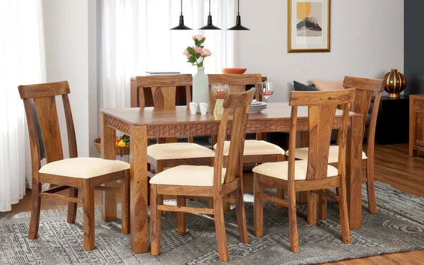 Terence Wooden 6 Seater Dining Table Set