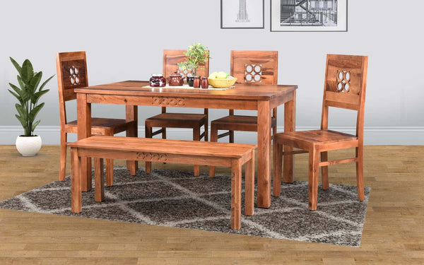 Audi Sheesham Wood 6 Seater Dining Table Set