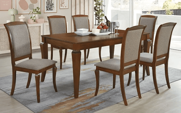 Miami American Wooden 6 Seater Dining Table Set