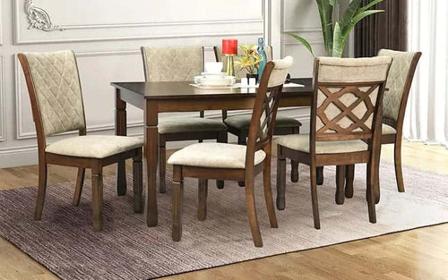 Boston American Solid Wood 6 Seater Dining Table Set