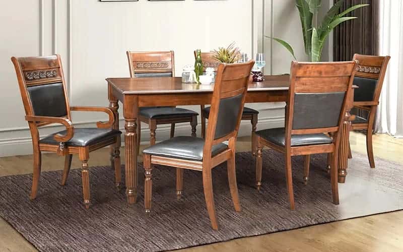 Texas American Solid Wood 6 Seater Dining Table Set