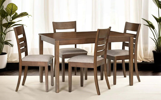 Penang Malaysian Solid Wood 4 Seater Dining Table Set - front view