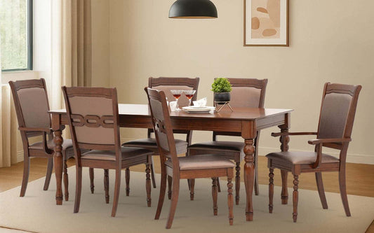 Austin American Wooden 6 Seater Dining Table Set - front view