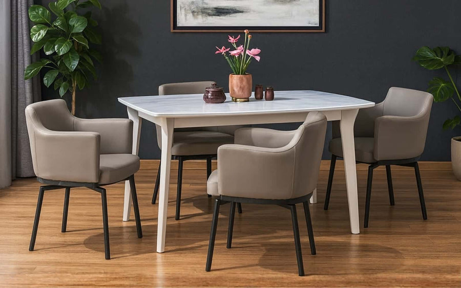Genting Glass 4 Seater Dining Table Set with Chairs