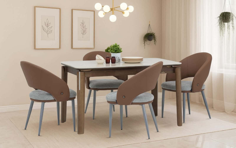 Muar Sintered Top 4 Seater Dining Table Set with Chairs