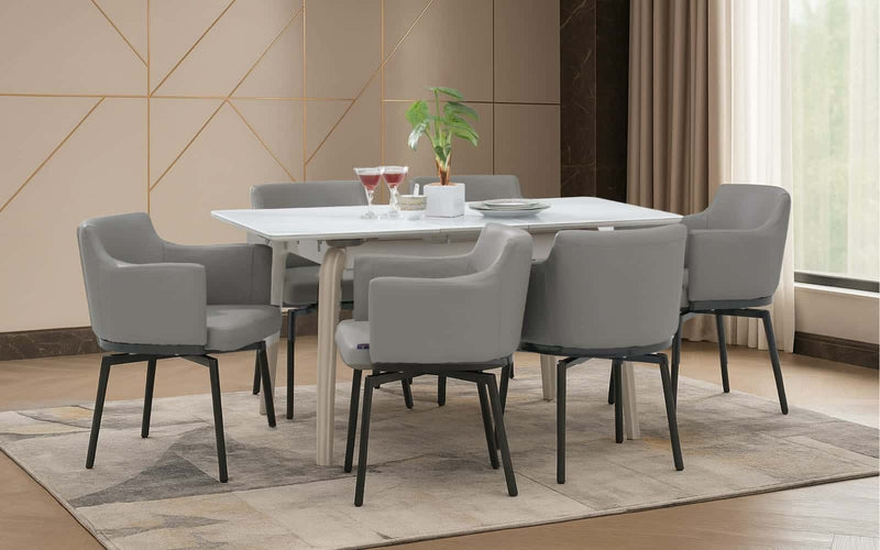 Johor Glass Extendable 4 Seater Dining Table Set with Chairs