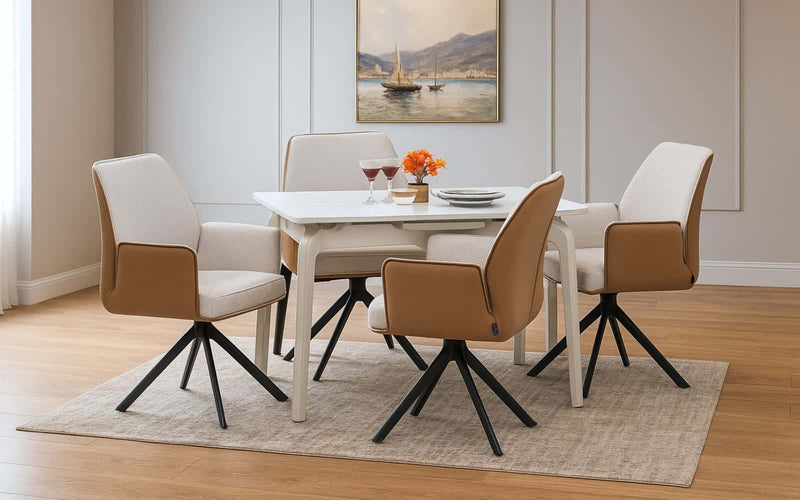 Johor Glass Extendable 4 Seater Dining Table Set with Chairs