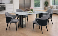 Seattle 5D Natural Stone 4 Seater Dining Table Set with Chairs