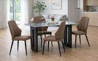 Seattle 5D Natural Stone 4 Seater Dining Table Set with Chairs