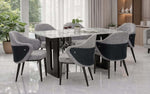 Seattle 5D Natural Stone 6 Seater Dining Table Set with Chairs