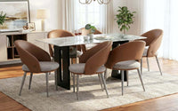 Seattle 5D Natural Stone 6 Seater Dining Table Set with Chairs