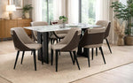 Seattle 5D Natural Stone 6 Seater Dining Table Set with Chairs