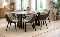Seattle 5D Natural Stone 6 Seater Dining Table Set with Chairs
