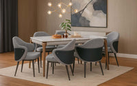 Verona 5D Natural Stone 6 Seater Dining Table Set with Chairs