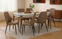 Verona 5D Natural Stone 6 Seater Dining Table Set with Chairs