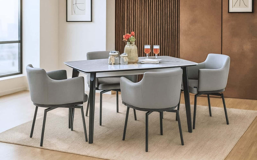 Penang Sintered Top 4 Seater Dining Table Set with Chairs