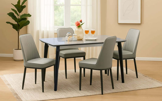 Penang Sintered Top 4 Seater Dining Table Set with Chairs - Sepang option