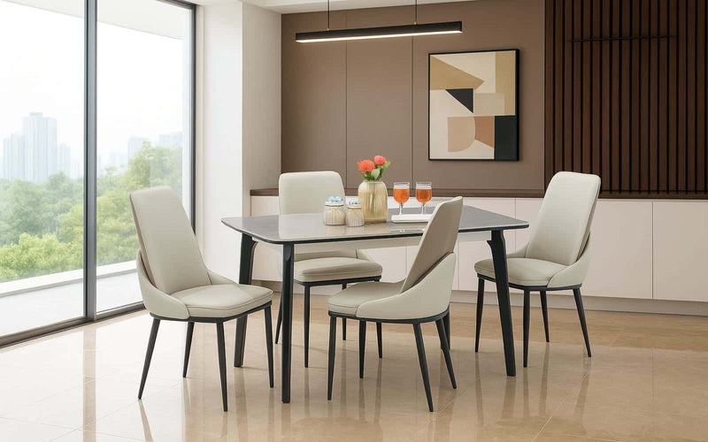 Penang Sintered Top 4 Seater Dining Table Set with Chairs