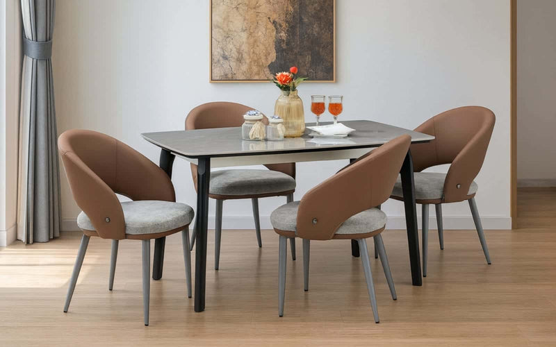 Penang Sintered Top 4 Seater Dining Table Set with Chairs