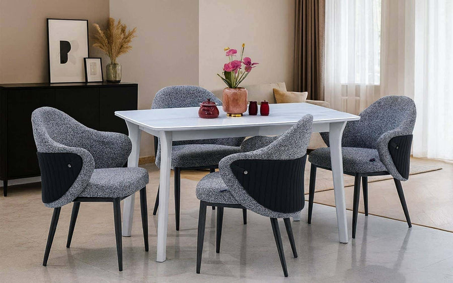 Genting Glass 4 Seater Dining Table Set with Chairs