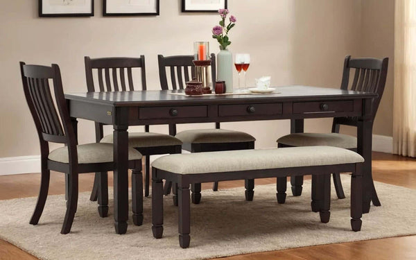Miami American Wooden 6 Seater Dining Table Set
