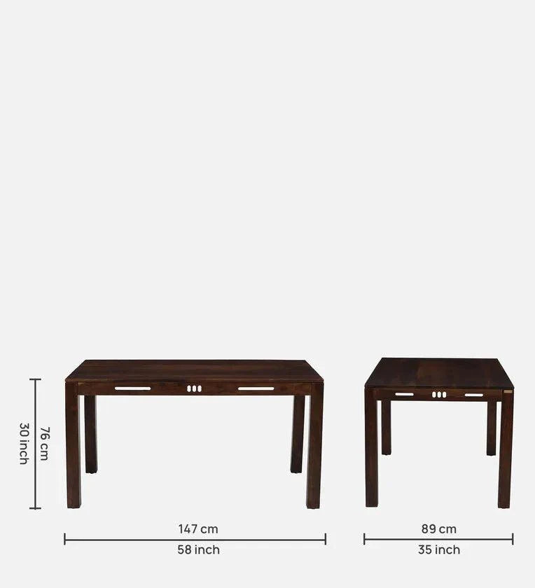 Sheesham Wood 6 Seater Dining Set In Scratch Resistant Provincial Teak Finish