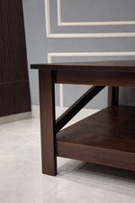 Square Two-Tier Coffee Tables with Storage,Coffee Table for Living Room, Center Table Coffee Table for Home ,Wood Living Room Table