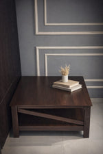 Square Two-Tier Coffee Tables with Storage,Coffee Table for Living Room, Center Table Coffee Table for Home ,Wood Living Room Table