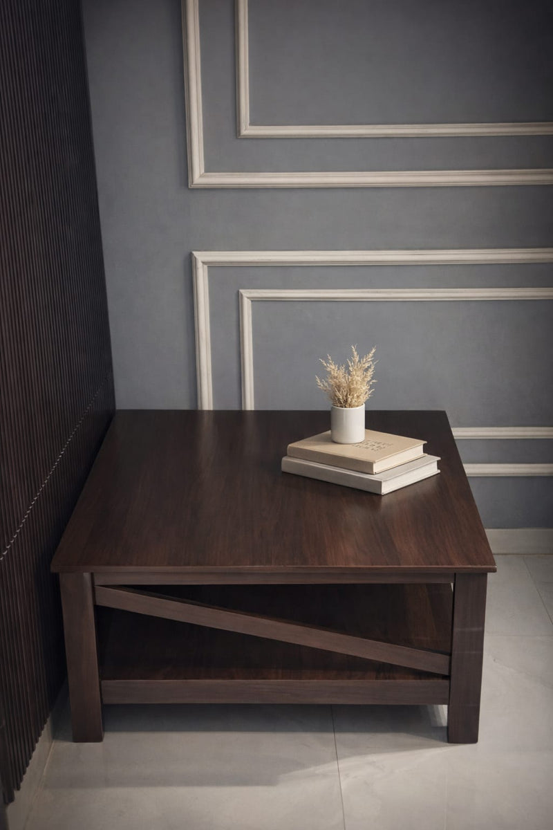 Square Two-Tier Coffee Tables with Storage,Coffee Table for Living Room, Center Table Coffee Table for Home ,Wood Living Room Table