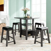 5-Pieces Counter Height Wood Kitchen Dining Table Set