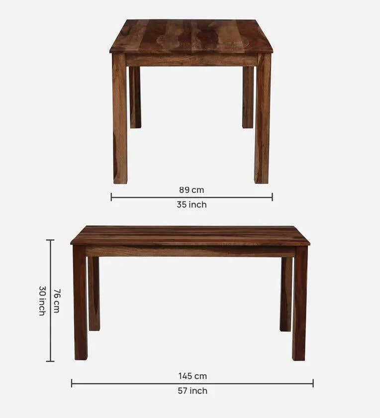 Sheesham Wood 6 Seater Dining Set In Scratch Resistant Rustic Teak Finish