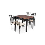 5 Piece Dining Set Wood Metal Table and Chairs Kitchen Furniture