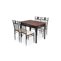 5 Piece Dining Set Wood Metal Table and Chairs Kitchen Furniture
