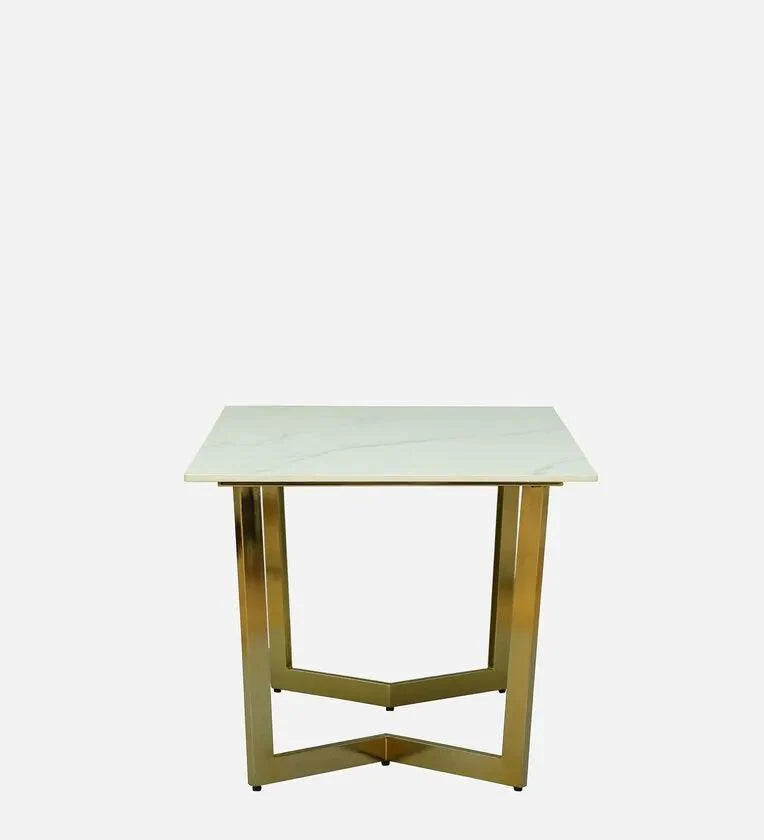 6 Seater Dining Set With Porcelain Top & Golden Base