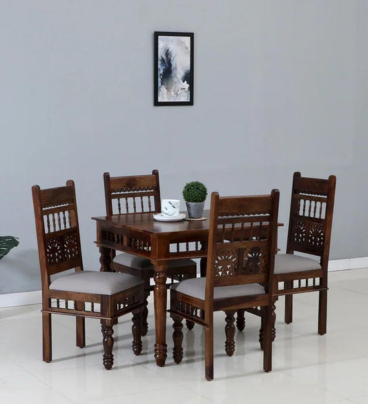 Sheesham Wood 4 Seater Dining Set In Provincial Teak Finish