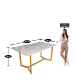 Mylo Marble 6 Seater Dining Set in Glossy Gold Finish