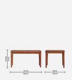 Solid Wood 6 Seater Dining Set In Reddish Walnut Finish