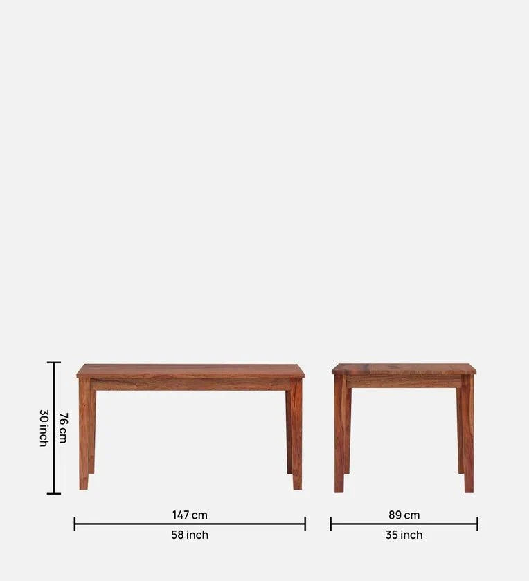 Solid Wood 6 Seater Dining Set In Reddish Walnut Finish