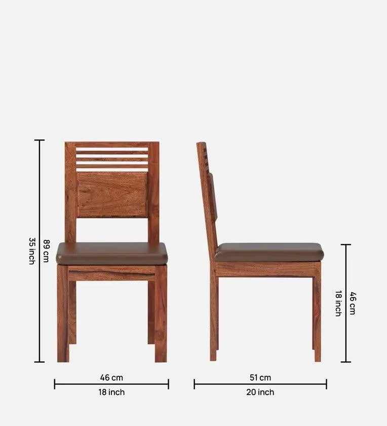 Solid Wood 6 Seater Dining Set In Reddish Walnut Finish