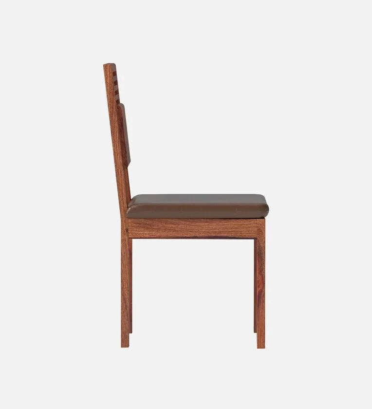 Solid Wood 6 Seater Dining Set In Reddish Walnut Finish