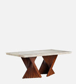 Marble Top 6 Seater Dining Sets In Beige & Brown Colour