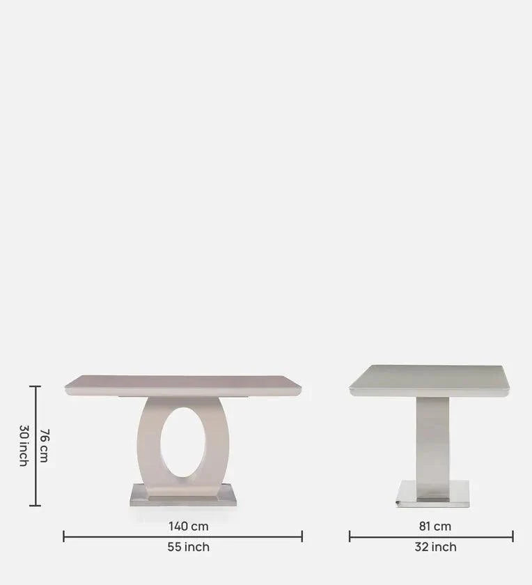 4 Seater Dining Set in Cream & Light Grey Colour