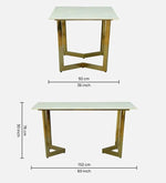 6 Seater Dining Set With Porcelain Top & Golden Base